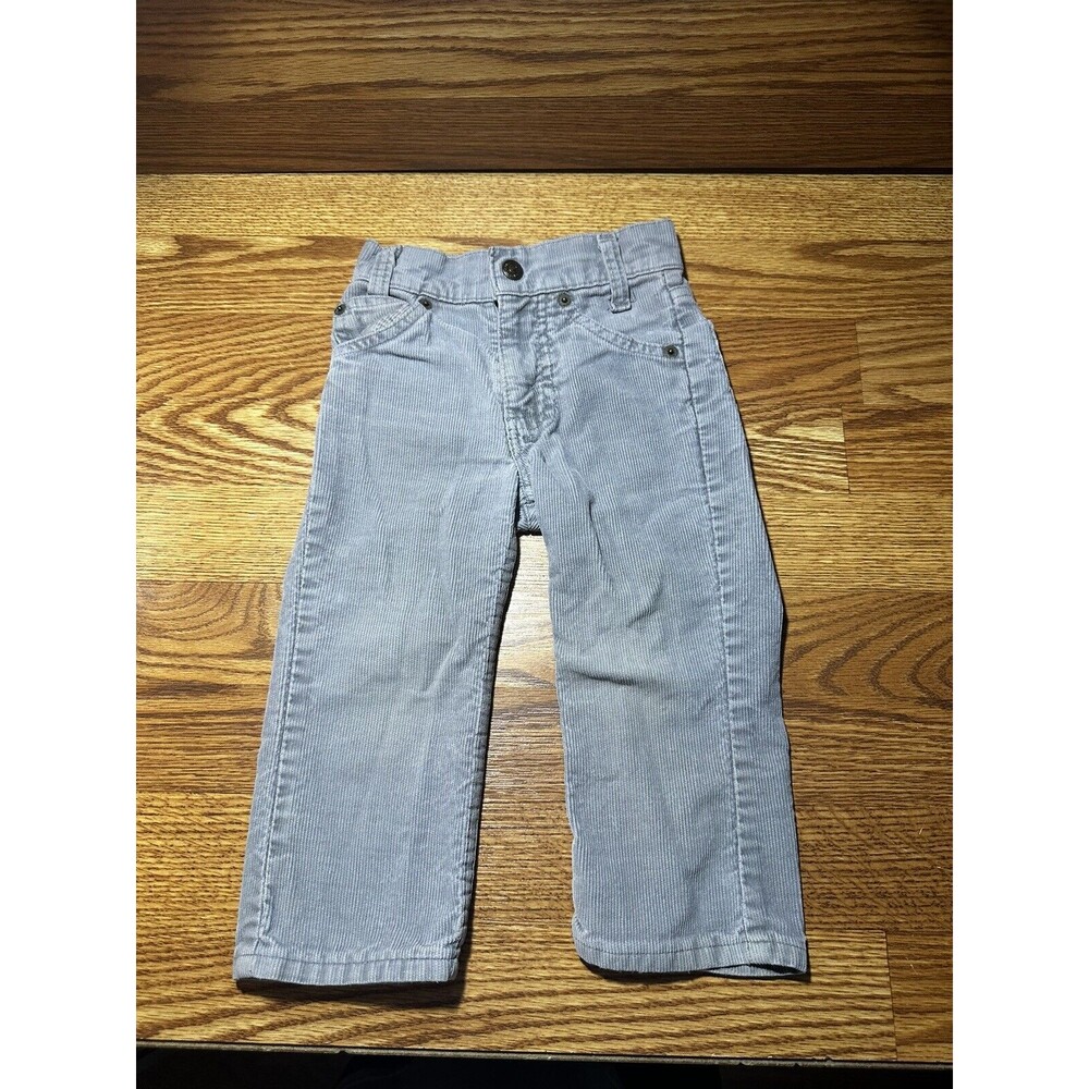Vintage 90s Corduroy Little Levi's Boys Gray Wolfe Denim Jeans Size 2 Super Rare